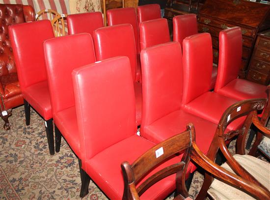 12 red leather chairs